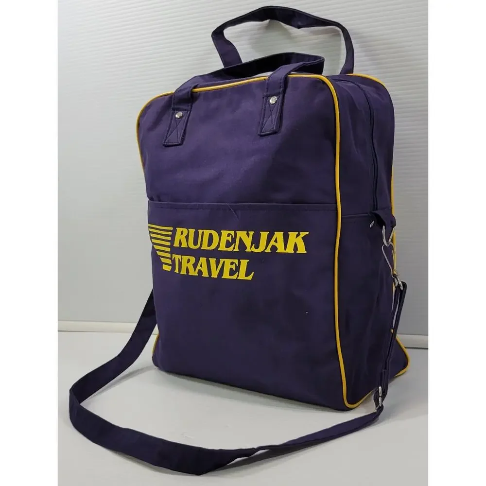 D) Vintage Rudenjak Travel Promotional Croatia Blue Canvas Hand Shoulder Bag